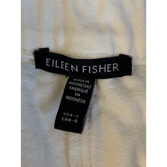 EILEEN FISHER Organic Cotton Tapered Leg Ivory Ankle Pant Women Large Undyed NEW - Picture 2 of 12